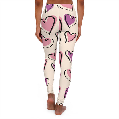 Lavender & Pink Heart Outline Leggings: Express Love in Subtle Elegance