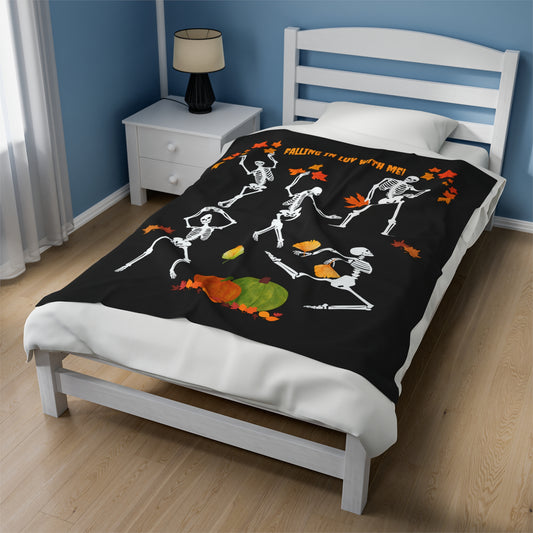 Dancing Bones Cozy | Velveteen Plush Blanket