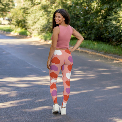 Triple Hearts Pink Leggings: Embrace Love in Style